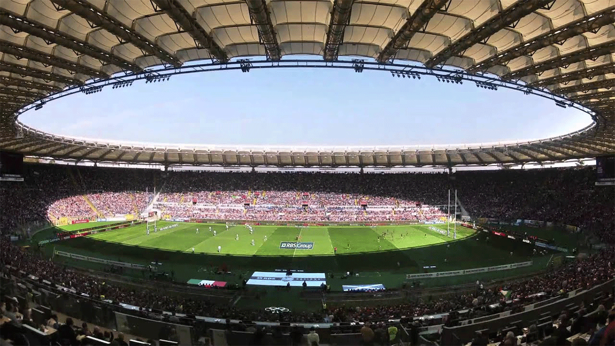 Vue des tribunes pour le match du tournoi des 6 nations Italie v Écosse