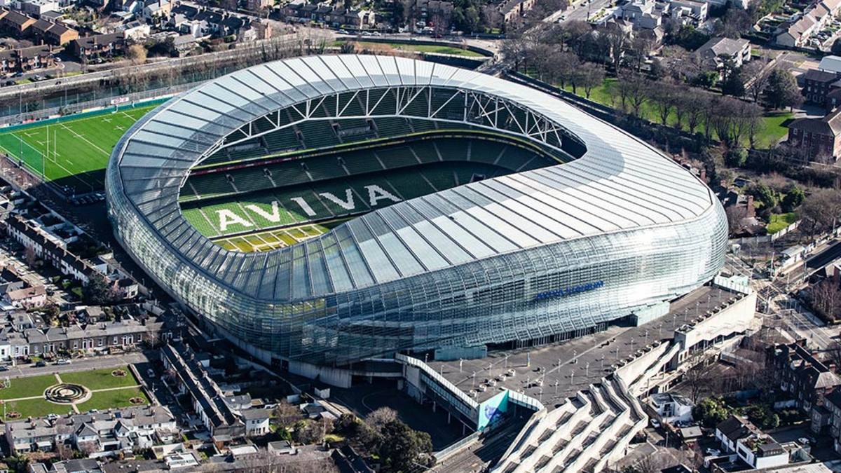 Vue aérienne de l'Aviva Stadium à Dublin